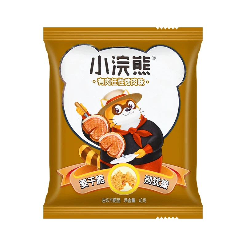 [Self-operated] Taiwan UNIF Little Raccoon Series Crispy Noodles, Barbeque Flavor 40g, childhood memories ready-to-eat snacks, crispy and delicious, a must-have for watching dramas