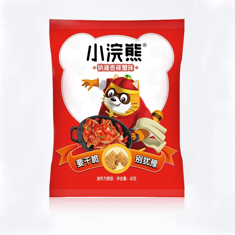 [Self-operated] Taiwan UNIF Little Raccoon Series Crispy Noodles Spicy Crab Flavor 40g Childhood Memories Ready-to-eat snacks are crispy and delicious, a must-have for watching dramas