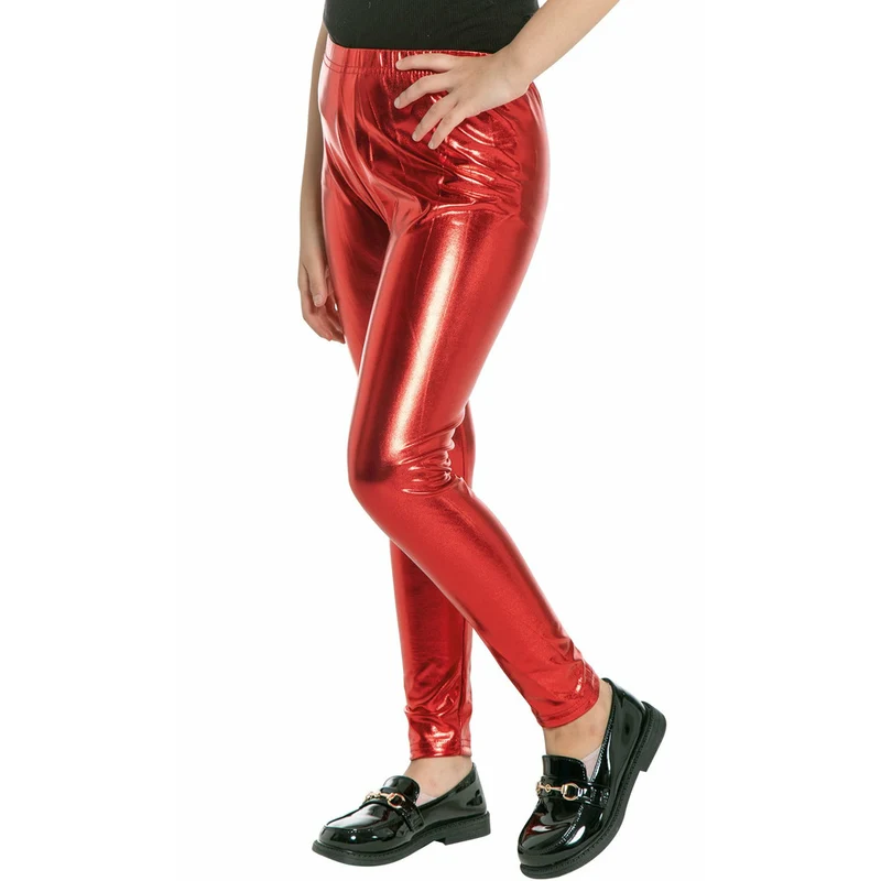 Gläzende Legging rot für Kinder