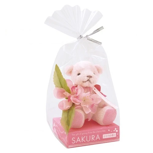 [Self-operated] Japanese SAKURA hirari Aroma room Sakura fragrance bear ornament 1 pack with base car hanging wardrobe handbag fragrance pendant pink cute little aromatherapy