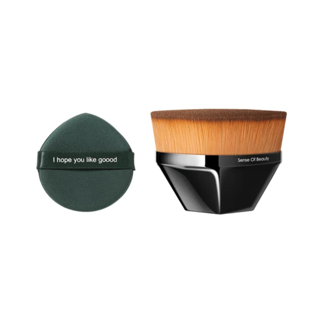 [Self-operated] China Goood No. 55 Magic Foundation Brush Classic Black Air Cushion Puff + Storage Box Traceless No-Eat Powder Liquid Foundation Special Makeup Brush
