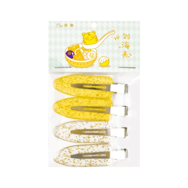 [Self-operated] Made in China by YaoZhi, bangs clips, yellow + white, 2 pairs, hair accessories, hair clips, hair accessories