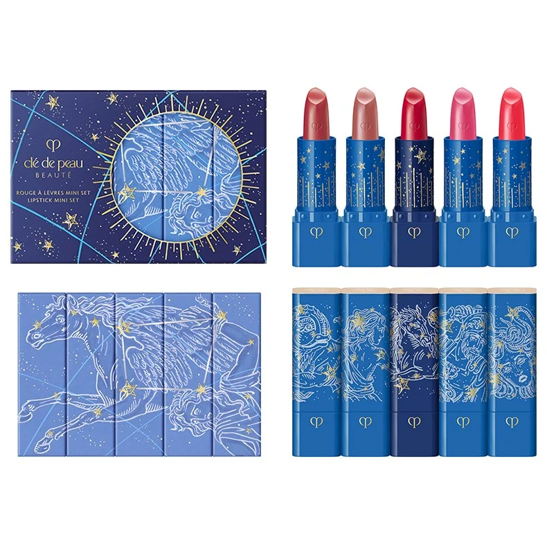 [Self-operated] Japan's CLE DE PEAU BEAUTE CPB Christmas Limited Edition Magnificent Lipstick Limited Set 2g × 5 pieces (#5 Camellia + #11 Triumph Brown + Matte #103 Legend Rouge + Matte #115 Pink Honeysuckle + Matte #116 Uncompromising Coral) Shining Star Dome Limited Edition