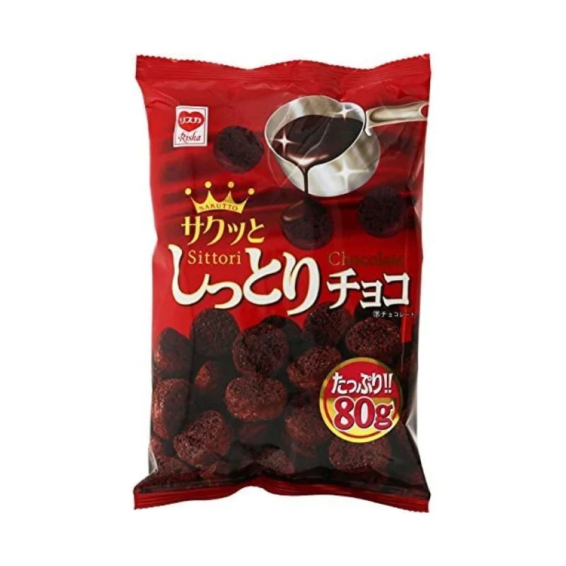 [Self-operated] Japan Riska Corn Nut Crispy Cookies Chocolate Flavor 80g Crispy Wafer Biscuits Snacks