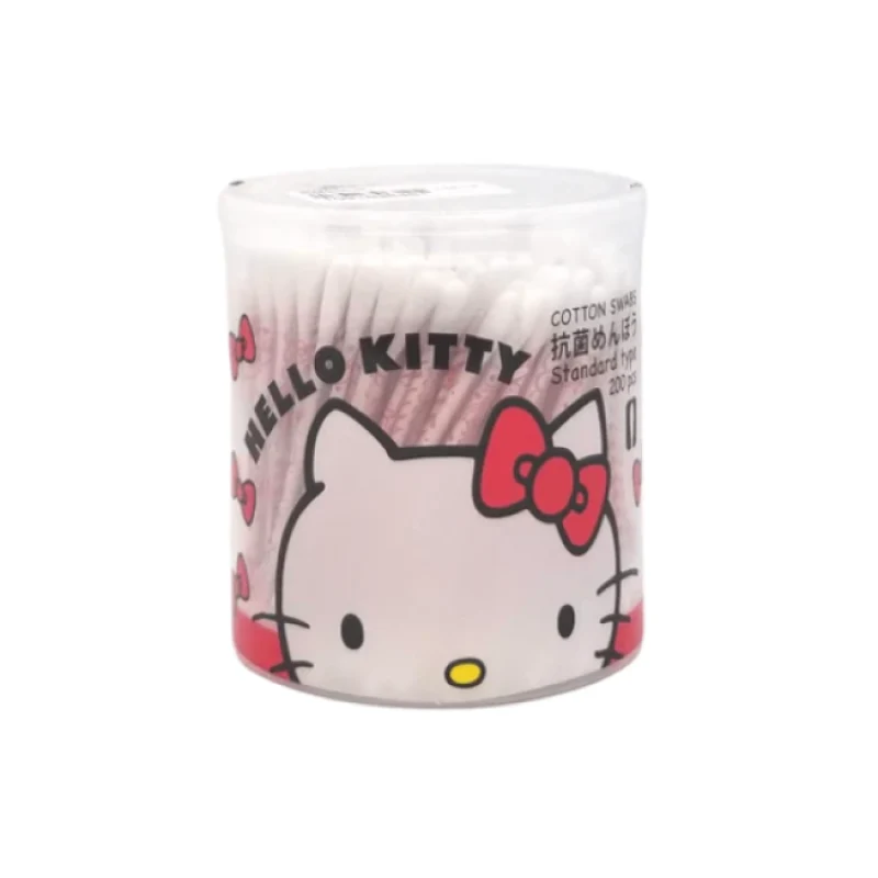[Self-operated] Japan Sanyo Kitty double-headed antibacterial cotton swabs 200 cotton swabs disposable multi-functional makeup ear-picking small cotton swabs