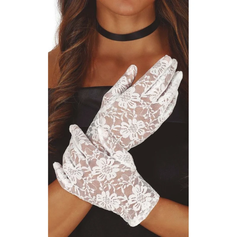 Weiße Spitzenhandschuhe