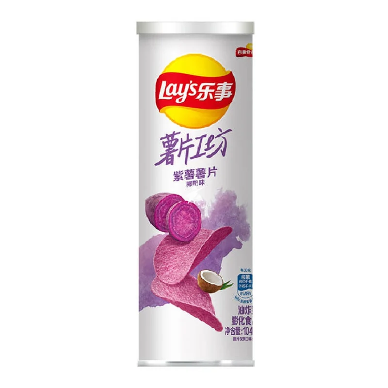 [Self-operated] China Pepsi LAY'S Potato Chip Factory Purple Sweet Potato Chips 104g/can Coconut Milk Flavor