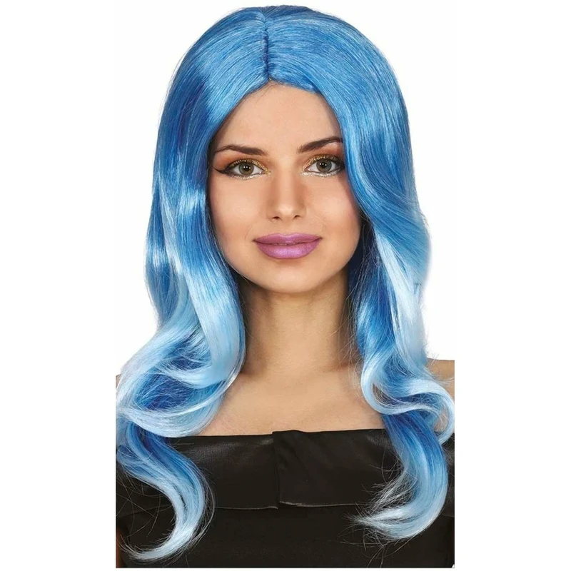 Blaue Perücke Langhaarwellen