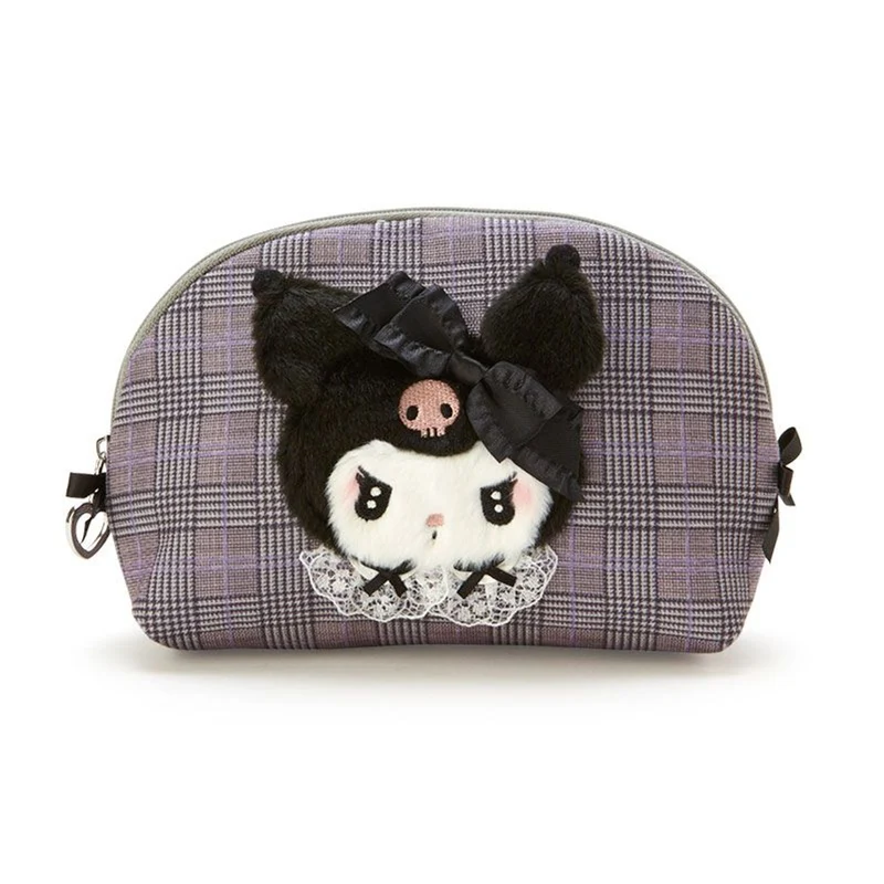 [Self-operated] Japanese Sanrio semi-circle cosmetic bag Kuromi exquisite small portable cosmetic bag