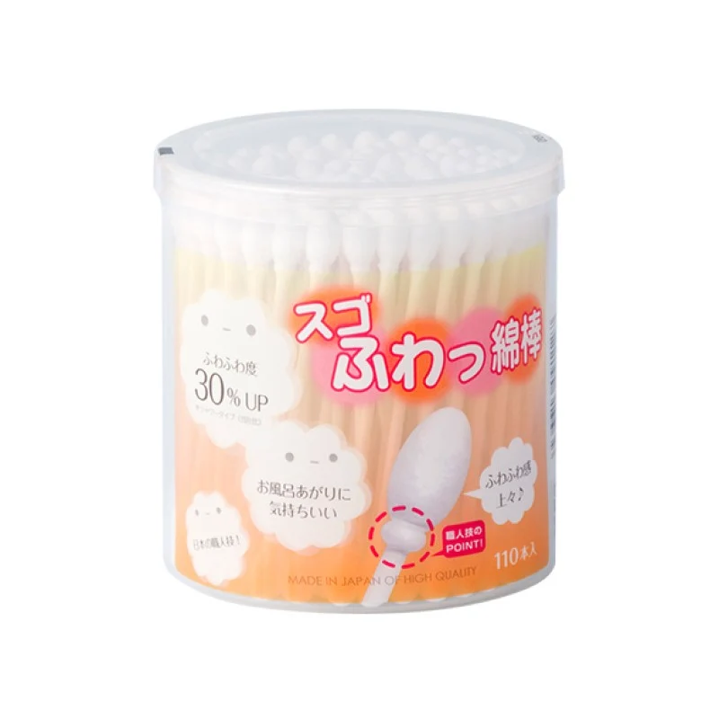 [Self-operated] Japanese Sanyo double-headed antibacterial absorbent cotton swabs 110 cotton swabs disposable multi-functional makeup ear-picking small cotton swabs