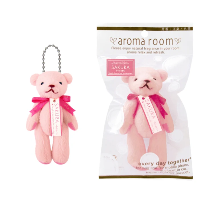 [Self-operated] Japanese SAKURA hirari Aroma room Sakura fragrance bear 1 pack car hanging wardrobe handbag fragrance pendant pink cute little aromatherapy