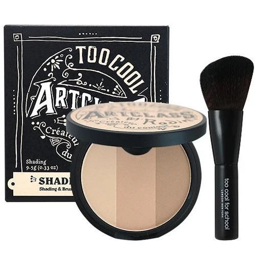 [Self-operated] South Korea TOO COOL FOR SCHOOL Tu Cool Art Class Three-Color Contouring Powder Shadow Palette #02 MODERN Modern Beige 9.5g Silhouette Nose Shadow with Brush