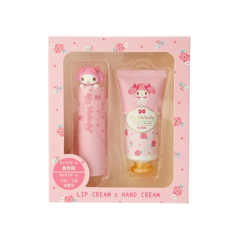 [Self-operated] Japan's Sanrio lip balm + hand cream set Melody floral portable practical set
