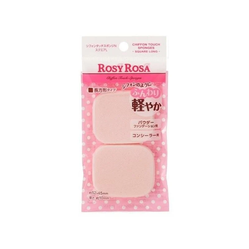 [Self-operated] Japan ROSY ROSA chiffon touch sponge puff, rectangular, 2 pieces, wet and dry use