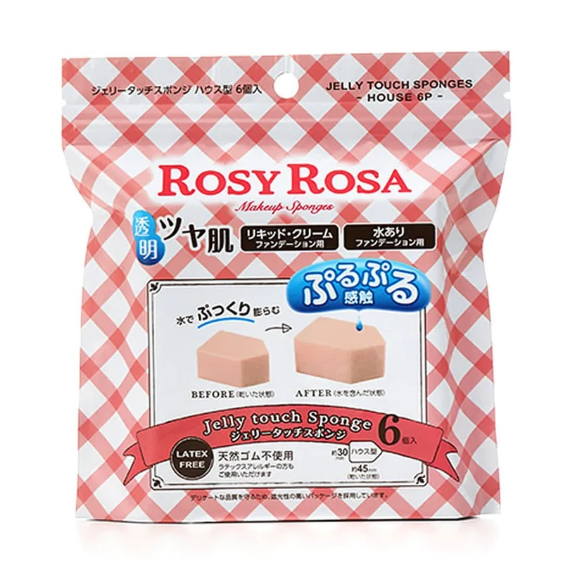 [Self-operated] Japanese ROSY ROSA high-density makeup sponge jelly series pentagonal shape 6 pieces, wet and dry use