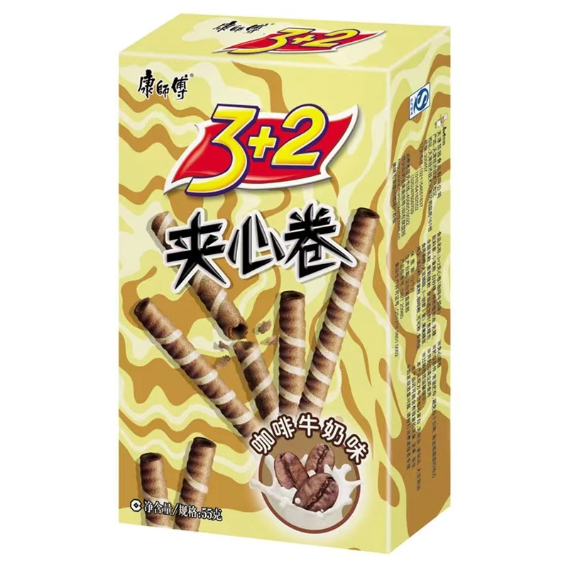 [Self-operated] Chinese MASTER KONG 3+2 Sandwich Rolls 55g Delicious Crispy Sandwich Egg Rolls Coffee Milk Flavor