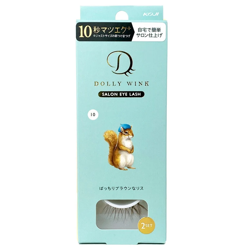 [Self-operated] Japanese KOJI Dolly Wink animal theme false eyelashes 2 pairs #10 Tingli brown squirrel black full natural artificial brown and black eye tail false eyelashes