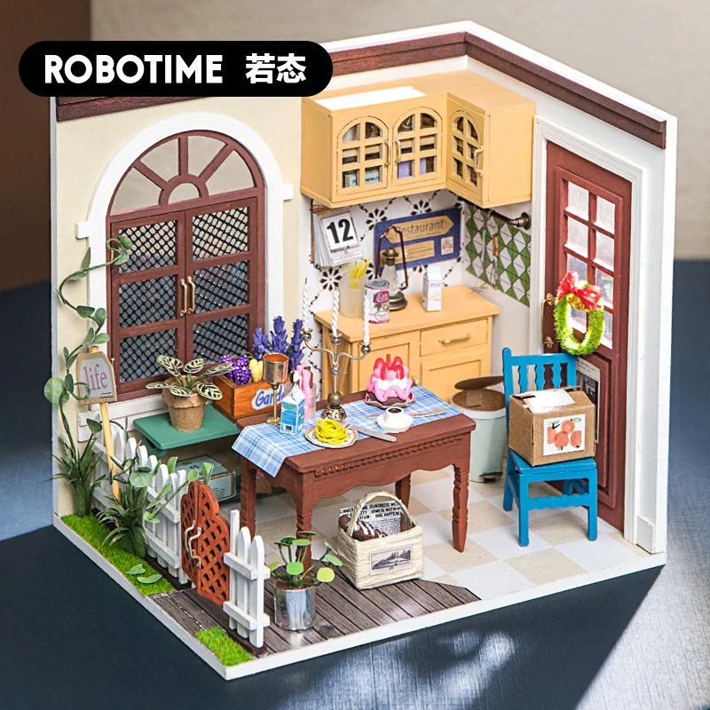 [Self-operated] China Robotime Rolife Ruolai romantic light-picking art house Mrs. Charlie's kitchen single package DIY handmade 3D assembled model three-dimensional puzzle wooden ornaments holiday gift