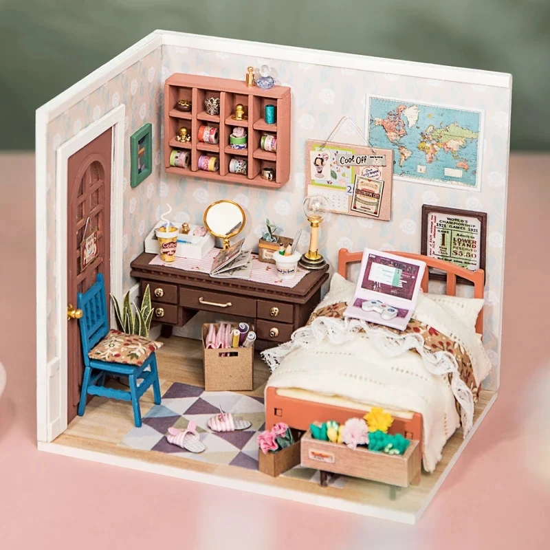 [Self-operated] China Robotime Rolife Ruolai Romantic Light-picking Art House Anne Bedroom Single Pack DIY Handmade 3D Assembled Model Three-dimensional Puzzle Wooden Ornament Holiday Gift