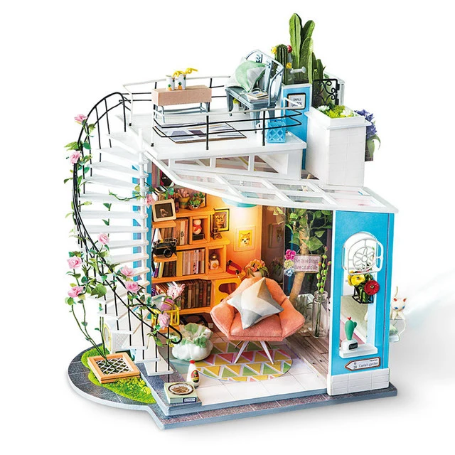 [Self-operated] China Robotime Rolife Ruolai Art House Dora's Macaron Rooftop Single Pack DIY Handmade 3D Assembled Model Three-dimensional Puzzle Wooden Ornament Holiday Gift