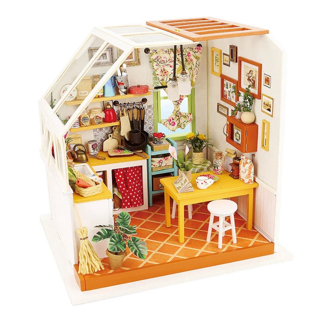 [Self-operated] China Robotime Rolife Ruolai Art House Jason's Delicious Kitchen Single Pack DIY Handmade 3D Assembled Model Three-dimensional Puzzle Wooden Ornament Holiday Gift