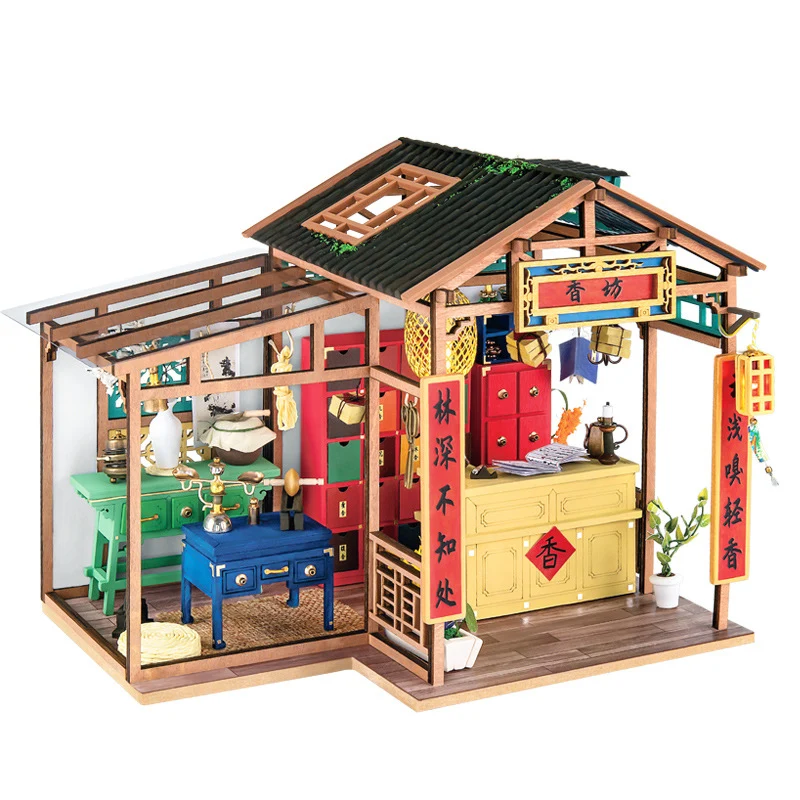 [Self-operated] China Robotime Rolife Ruolai Guofeng Hut Caixiangzhai Xiangfang Single Pack DIY Handmade 3D Assembled Model Three-dimensional Puzzle Wooden Ornament Holiday Gift