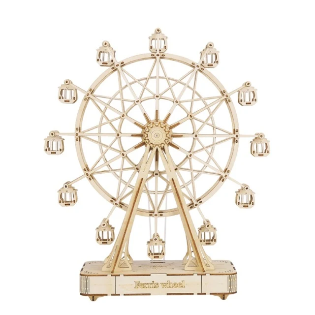 [Self-operated] China Robotime Ruotai Heartbeat Ferris Wheel Music Box Single Pack DIY Handmade Music Box Wooden Assembled Puzzle Birthday Gift (Does not contain wax, because it is prohibited in international transportation. If wax is needed for lubrication, candles can be used instead