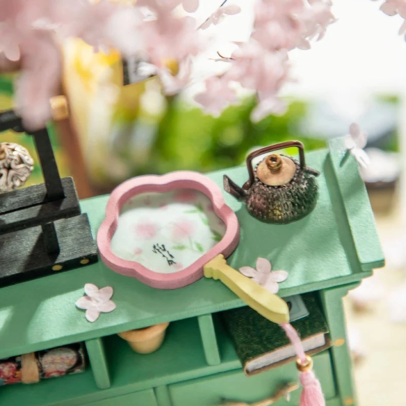 [Self-operated] China Robotime Rolife Ruolai Sakura Garden single package DIY handmade 3D assembled model three-dimensional puzzle wooden ornaments holiday gift (does not include glue and batteries because they are prohibited in international transportation)