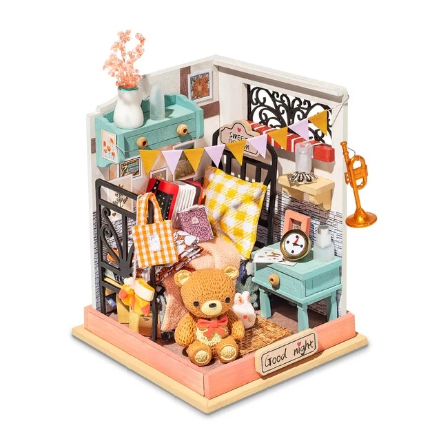 [Self-operated] China Robotime Rolife Ruolai square inch art house Dream bedroom single package DIY handmade 3D assembled model three-dimensional puzzle wooden ornaments holiday gift (does not include glue, because it is prohibited in international transportation)