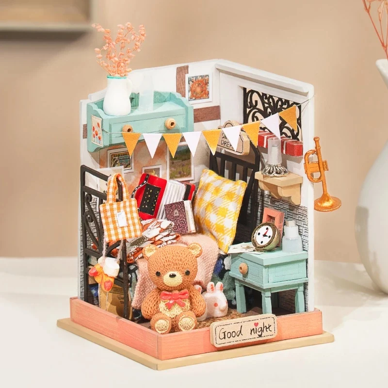 [Self-operated] China Robotime Rolife Ruolai square inch art house Dream bedroom single package DIY handmade 3D assembled model three-dimensional puzzle wooden ornaments holiday gift (does not include glue, because it is prohibited in international transportation)