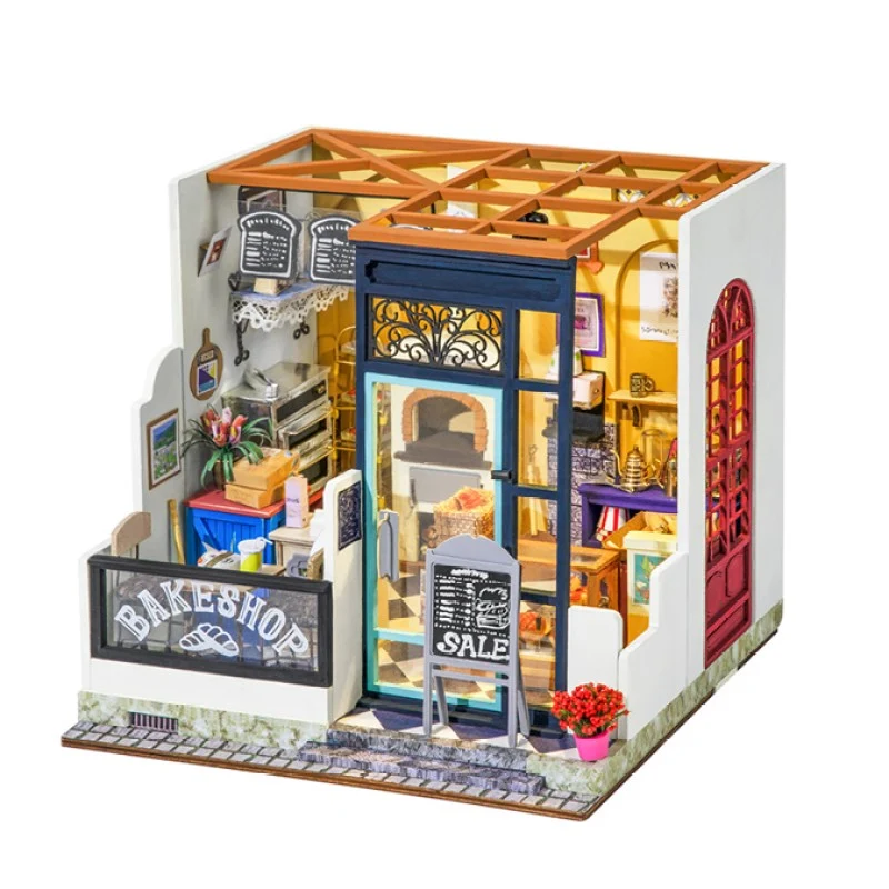 [Self-operated] China Robotime Rolife Ruolai Happy Corner Nancy Bakery Single Pack DIY Handmade 3D Assembled Model Three-dimensional Puzzle Wooden Ornament Holiday Gift (Does not include glue and batteries because they are prohibited in international transportation)