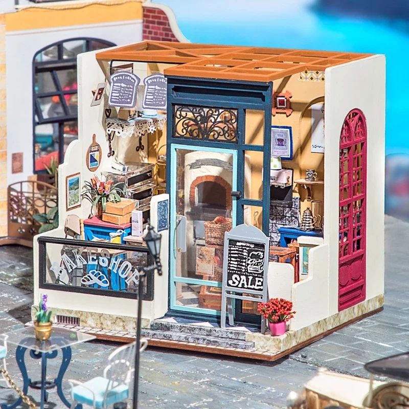 [Self-operated] China Robotime Rolife Ruolai Happy Corner Nancy Bakery Single Pack DIY Handmade 3D Assembled Model Three-dimensional Puzzle Wooden Ornament Holiday Gift (Does not include glue and batteries because they are prohibited in international transportation)