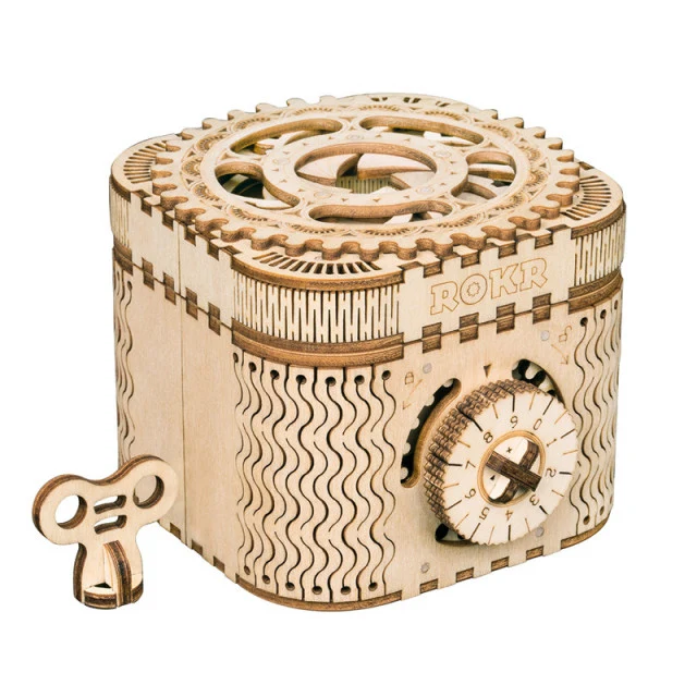 [Self-operated] China Robotime Rokr Password Treasure Box Single Pack DIY Handmade Creative Gift Wooden Assembled Puzzle Birthday Gift (Excluding wax, because it is prohibited in international transportation, if you need to use wax for lubrication, you can use candles replace)
