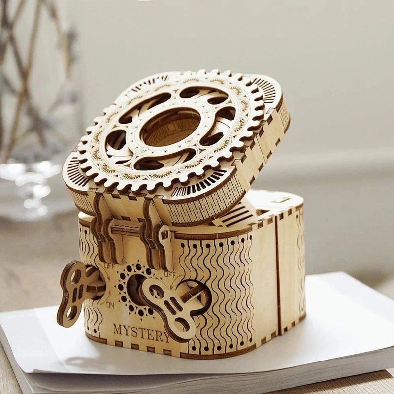 [Self-operated] China Robotime Rokr Password Treasure Box Single Pack DIY Handmade Creative Gift Wooden Assembled Puzzle Birthday Gift (Excluding wax, because it is prohibited in international transportation, if you need to use wax for lubrication, you can use candles replace)