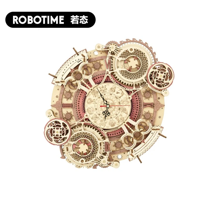 [Self-operated] China Robotime Rokr Ruoke Time Art Wheel of the Stars·Wall Clock Single Pack DIY Handmade Model Building Blocks 3D Three-dimensional Puzzle Assembled Wooden Ornaments Holiday Gifts (Excluding wax and batteries because they are prohibited in international transportation , if you need to use wax for lubrication, you can use candles instead)