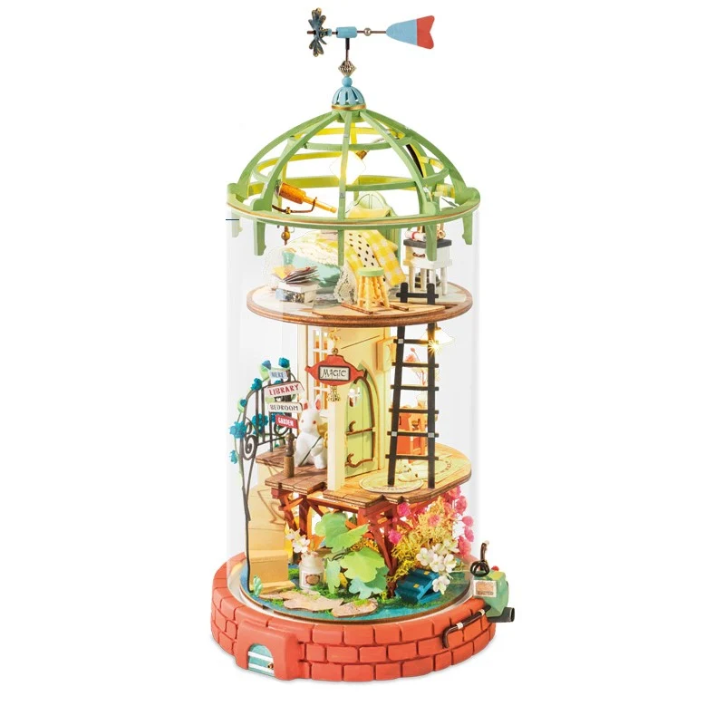 [Self-operated] China Robotime Rolife Ruolai Fantasy Streamer Secret Cabin Galaxy Cloud Pavilion Single Pack DIY Handmade 3D Assembled Model Three-dimensional Puzzle Wooden Ornament Holiday Gift (Does not include glue and batteries because they are prohibited in international transportation)