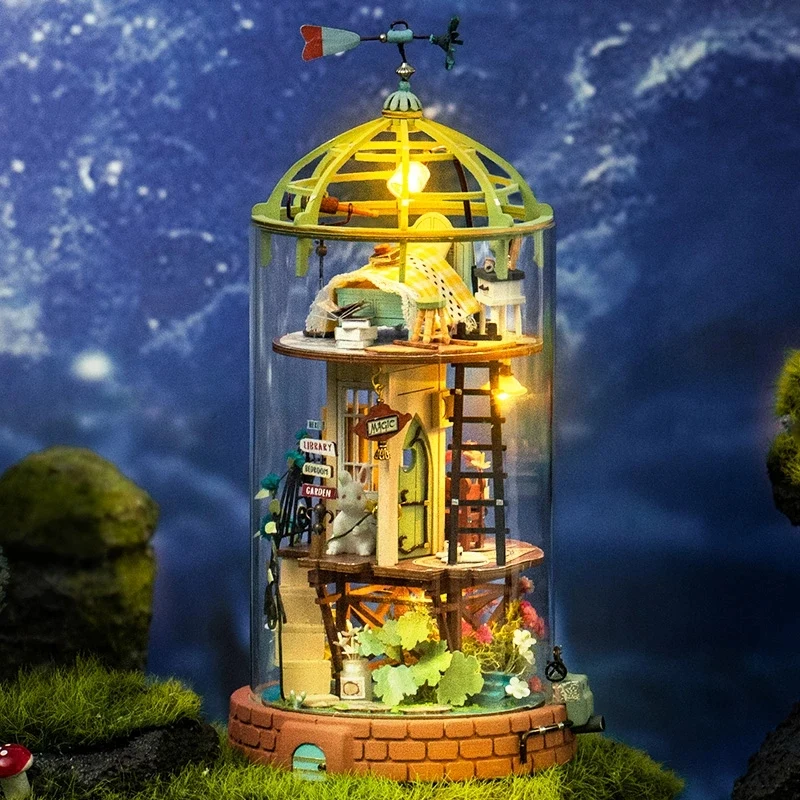 [Self-operated] China Robotime Rolife Ruolai Fantasy Streamer Secret Cabin Galaxy Cloud Pavilion Single Pack DIY Handmade 3D Assembled Model Three-dimensional Puzzle Wooden Ornament Holiday Gift (Does not include glue and batteries because they are prohibited in international transportation)
