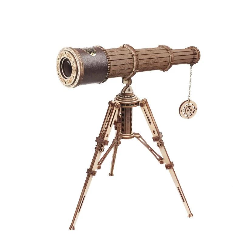 [Self-operated] China Robotime Rokr Ruoke retro monocular telescope single package DIY handmade 3D model three-dimensional puzzle wooden model toy ornaments (excluding wax, because it is prohibited in international transportation, wax can be used if lubrication is needed candle instead)
