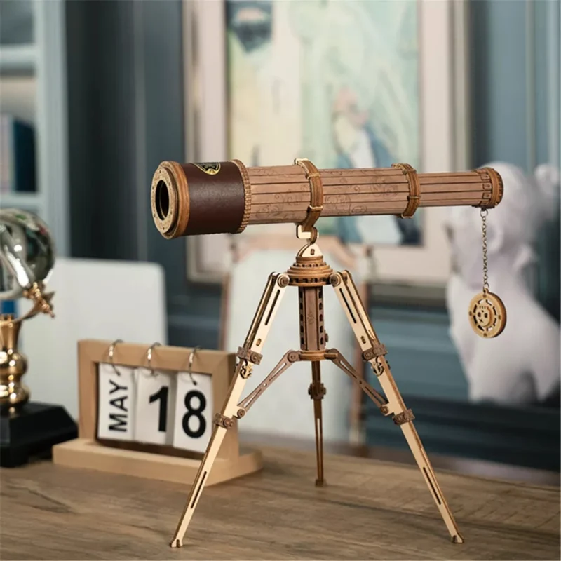 [Self-operated] China Robotime Rokr Ruoke retro monocular telescope single package DIY handmade 3D model three-dimensional puzzle wooden model toy ornaments (excluding wax, because it is prohibited in international transportation, wax can be used if lubrication is needed candle instead)