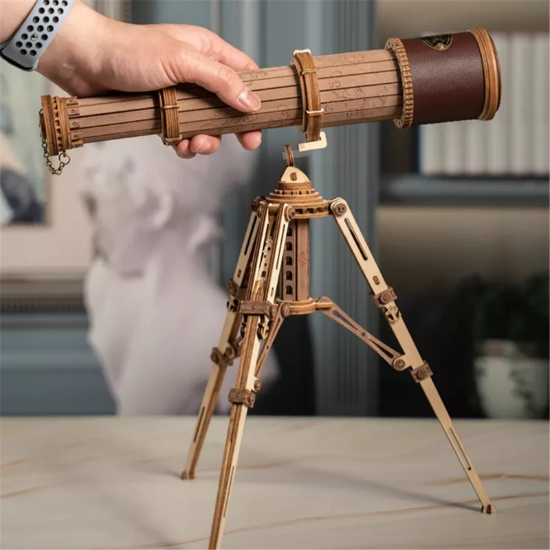 [Self-operated] China Robotime Rokr Ruoke retro monocular telescope single package DIY handmade 3D model three-dimensional puzzle wooden model toy ornaments (excluding wax, because it is prohibited in international transportation, wax can be used if lubrication is needed candle instead)