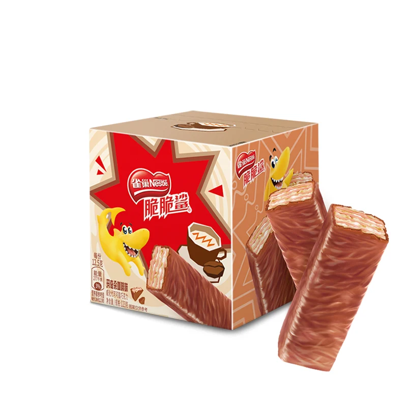 [Self-operated] China's Nestle Crispy Shark Wafer Biscuits Macchiato Coffee Flavor 10-pack Rich Coffee Fragrance Crispy Independent Small Strips Internet Popular Snacks