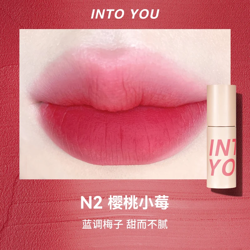 [Self-operated] INTOYOU Air Lip Mud N2 Cherry Berry Thin Matte Soft Mist Velvet Lip Glaze Lipstick