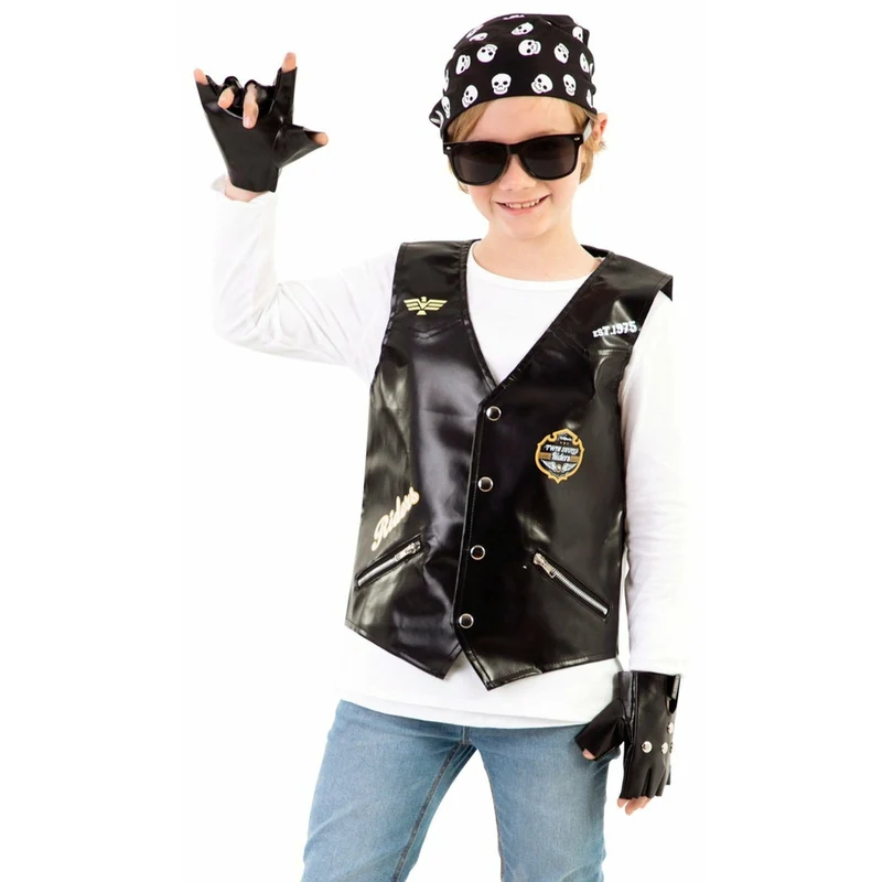 Biker-Set-Totenkopf für Kinder