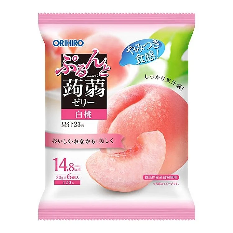 [Self-operated] Japanese ORIHIRO low-calorie konjac juice jelly 6 pieces, ready to eat, peach flavor