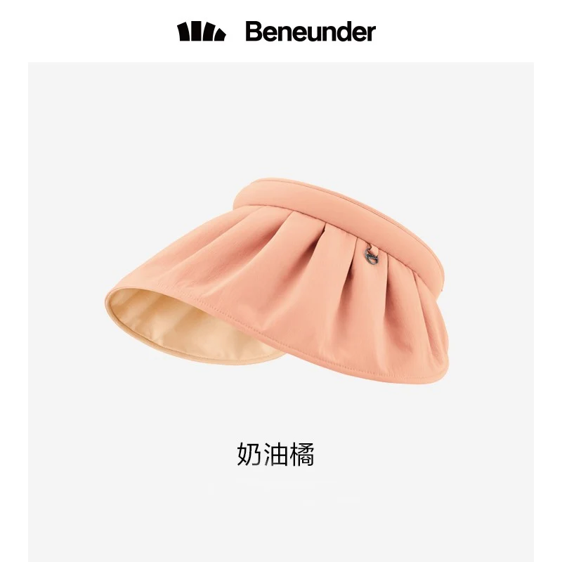 [Self-operated] Chinese Beneunder Jiaoxia Junji Series Shell Hollow Top Sun Protection Hat Regular Style Cream Orange 1 UPF50+ Hat Hoop Dual-Purpose Light Breathable Anti-UV Summer Sun Shade Big Brim Hat