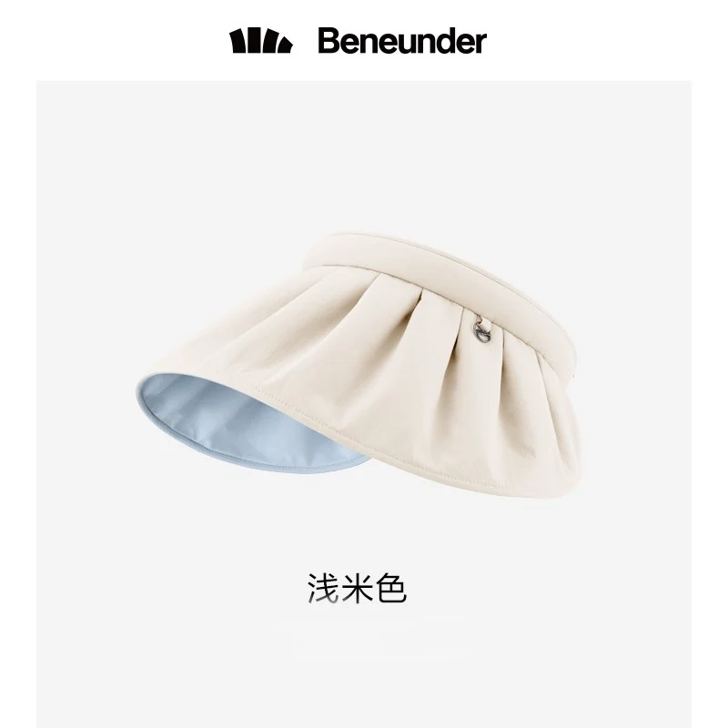 [Self-operated] Chinese Beneunder Jiaoxia Junji Series Shell Hollow Top Sun Protection Hat Regular Style Light Beige 1 UPF50+ Dual-Purpose Hat Hoop Light Breathable Anti-UV Summer Sun Shade Big Brim Hat