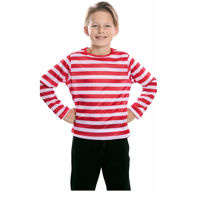 T-Shirt rot-weiss gestreift für Kinder