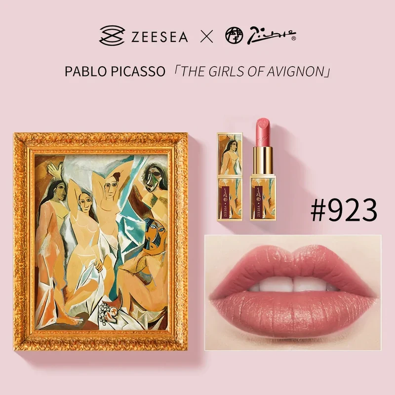 [Self-operated] ZEESEA Picasso co-branded limited lipstick #923 Rebellious Charm White Peach Milk Tea Picasso-"Le Femme de Avignon" Velvet Matte Matte
