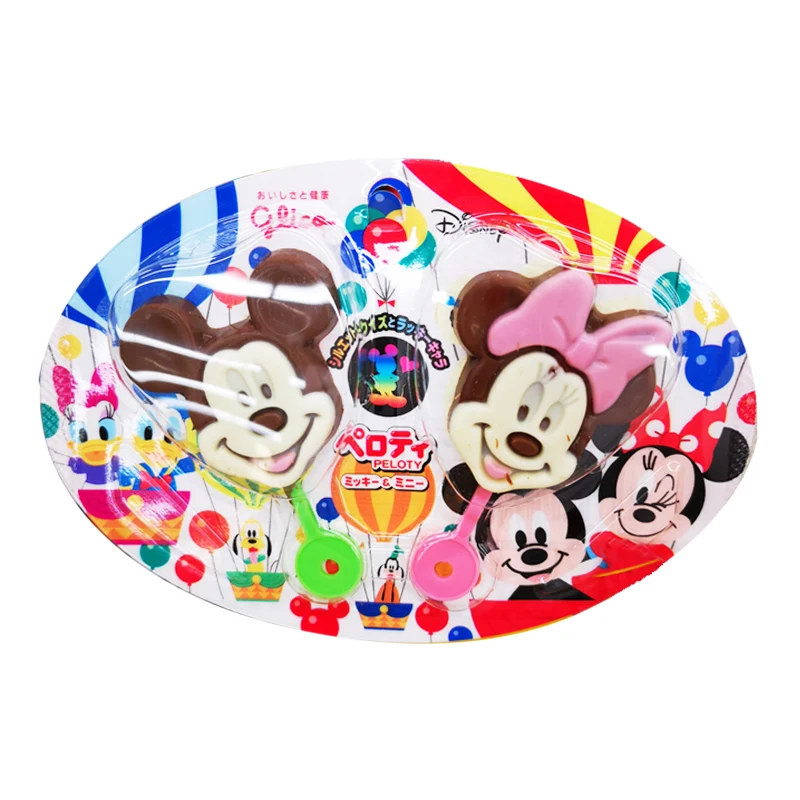[Self-operated] Japanese Glico Disney Mickey and Minnie chocolate lollipops 1 set of 2 sticks, children's lollipops with cute shapes, randomly packaged and shipped
