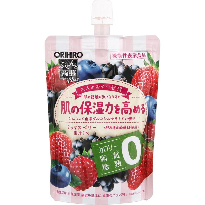 [Self-operated] Japanese ORIHIRO New Flavor 0 Fat 0 Sugar Improves Skin Moisturizing Konjac Jelly 130g Tricolor Berry
